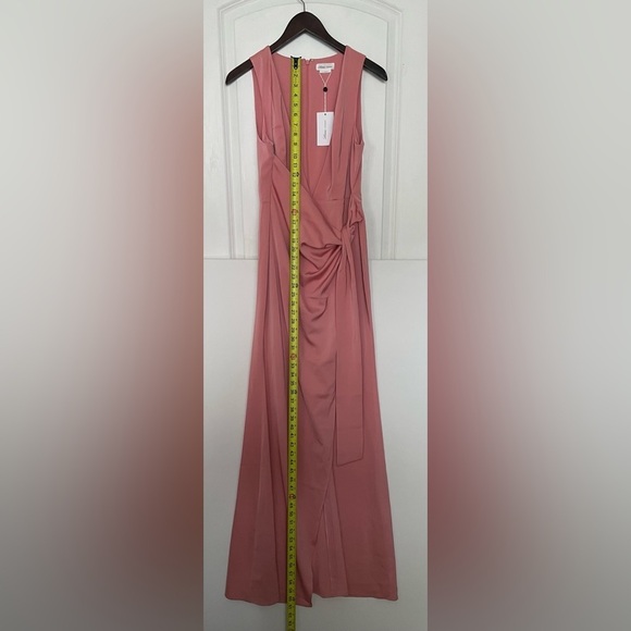 Lovers & Friends CHICHIRA GOWN Pink satin faux wrap plunge neck maxi gown m - Picture 8 of 12